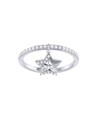 LuvMyJewelry Lucky Star Design Silver Diamond Charm Women Ring
