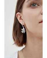 Pave Butterfly Dangle Drop Hoop Earrings