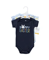 Hudson Baby Boys Cotton Bodysuits, Hoppy Easter, 3-Pack