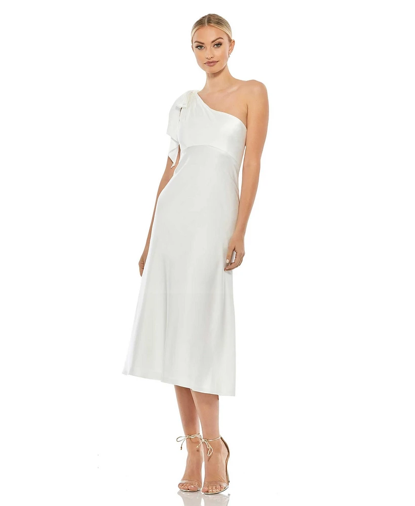 Mac Duggal Women's Ieena One Shoulder Midi Dress
