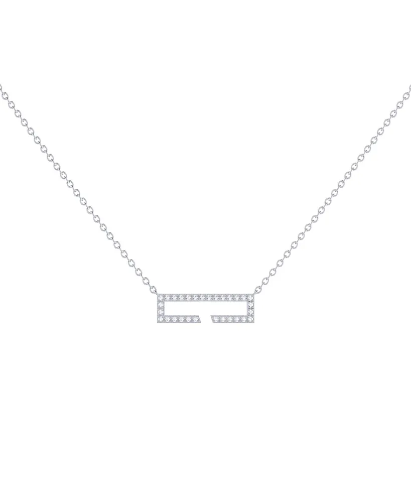 LuvMyJewelry Swing Rectangle Design Sterling Silver Diamond Women Necklace