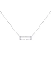LuvMyJewelry Swing Rectangle Design Sterling Silver Diamond Women Necklace