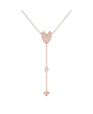 LuvMyJewelry Raindrop Drip Design Sterling Silver Diamond Y Women Necklace