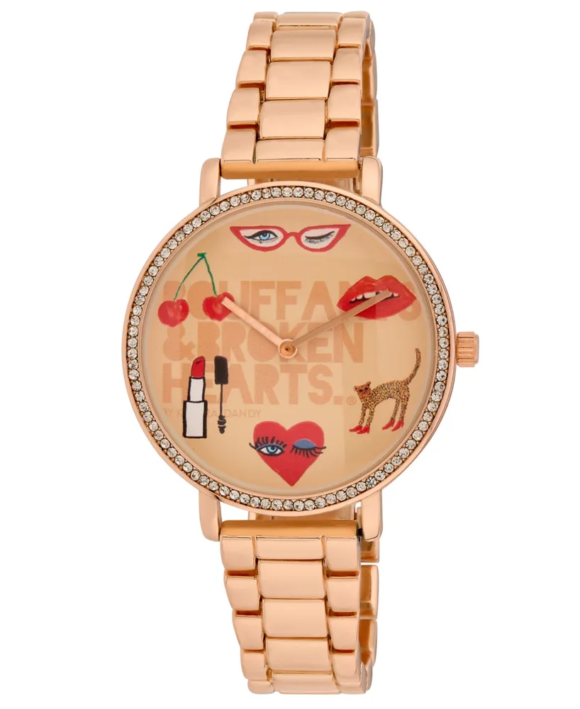 Kendra Dandy Women's Quartz Bouffants and Broken Hearts Rose Gold-Tone Alloy Watch 38mm