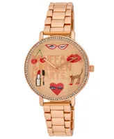 Kendra Dandy Women's Quartz Bouffants and Broken Hearts Rose Gold-Tone Alloy Watch 38mm