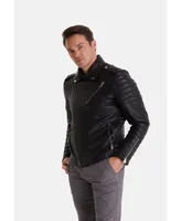 Furniq Uk Men's Biker Jacket, Black