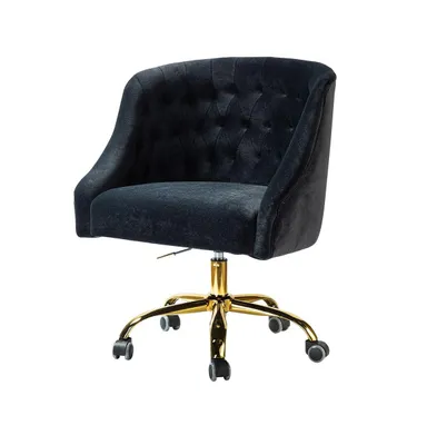 Hulala Home Modern Cute Velvet Desk Chair with Gold Base for Living Room,Bedroom