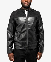 X-Ray Men's Shiny Polyurethane and Faux Suede Detailing with Shearling Lining Jacket