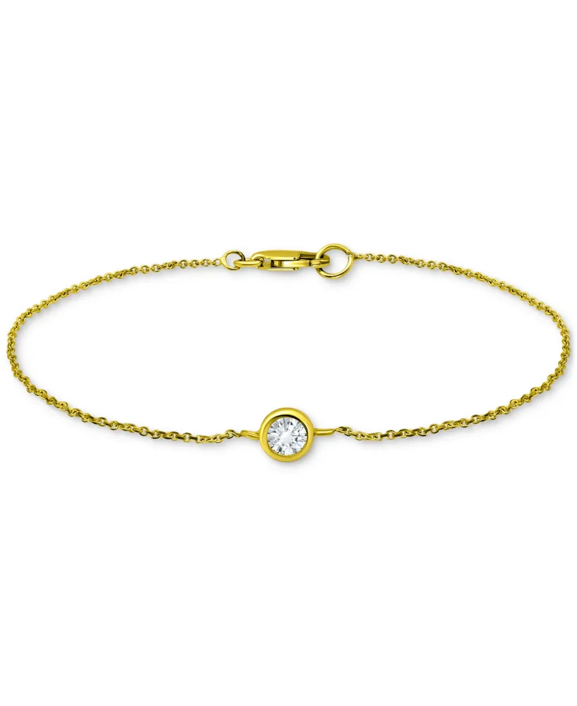 Giani Bernini Cubic Zirconia Bezel Link Bracelet in 18k Gold-Plated Sterling Silver, Created for Macy's