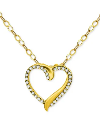 Giani Bernini Cubic Zirconia Open Heart Pendant Necklace in 18k Gold-Plated Sterling Silver, 16" + 2" extender, Created for Macy's