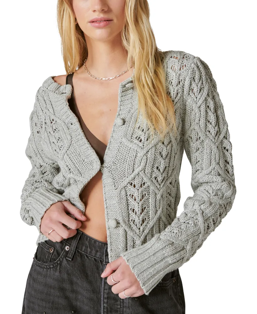 Lucky Brand Women's Shine Cable-Knit Button-Front Cardigan