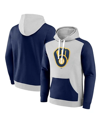 Men's Fanatics Gray, Navy Milwaukee Brewers Arctic Pullover Hoodie