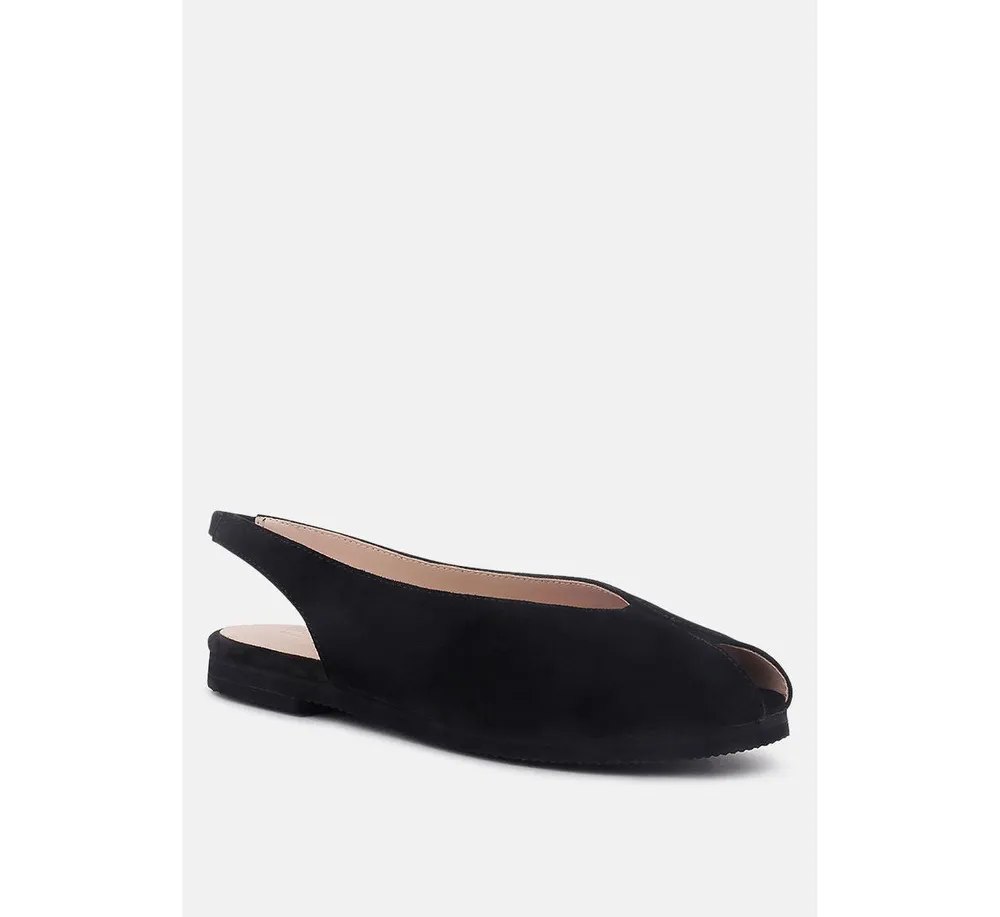 Rag & Co Gretchen Black Slingback Flat Sandals