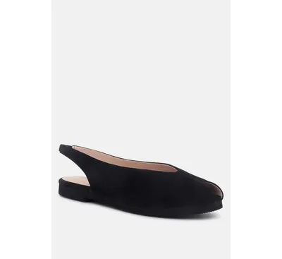 Rag & Co Gretchen Black Slingback Flat Sandals
