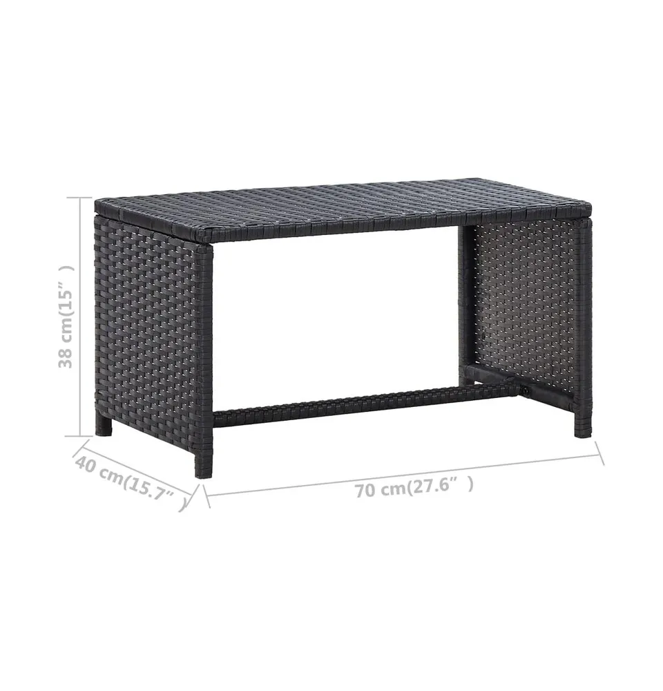 Coffee Table Black 27.6"x15.7"x15" Poly Rattan