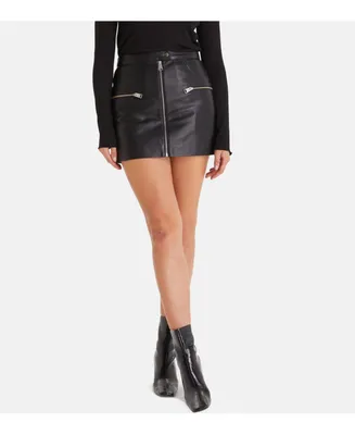 Furniq Uk Women's Leather Fashion Skirt, Black