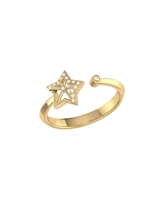 LuvMyJewelry Wish Upon A Star Design Sterling Silver Diamond Women Ring