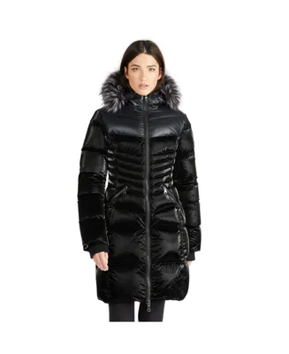 Pajar Women's Faye Quilted Puffer Coat with Fixed Hood and Detachable Faux Fur Trim