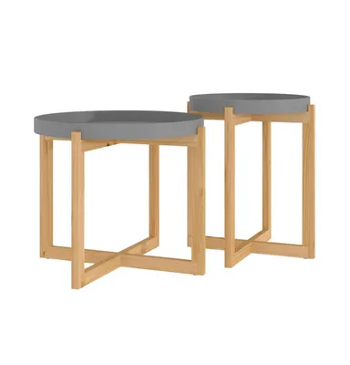 Coffee Tables 2 pcs Gray Engineered Wood and Solid Wood Pine