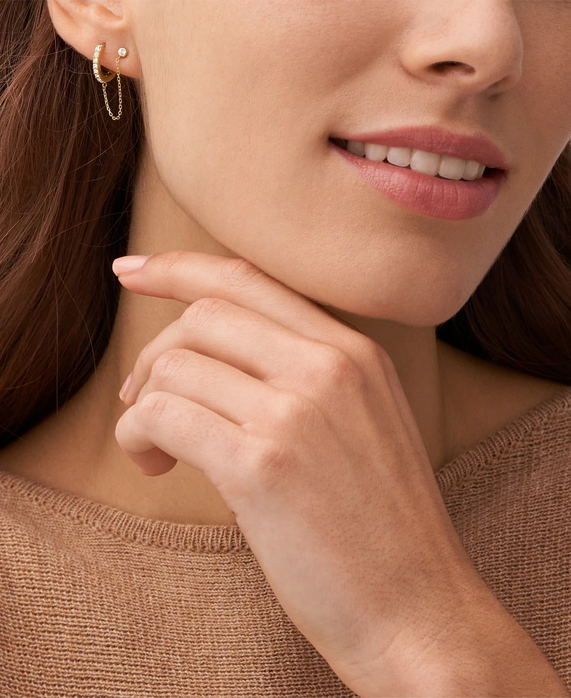 Fossil All Stacked Up Gold-Tone Stainless Steel Hoop Earrings - Gold