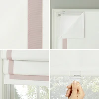 Hailey Pink Ribbon Border 100% Blackout Cordless Roman Shade