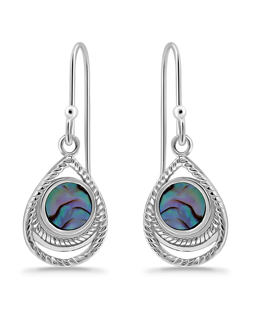 Macy's Abalone Inlay Center Fishhook Drop Earrings