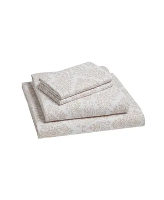Tahari Home Damask 100% Cotton Flannel -Pc. Sheet Set