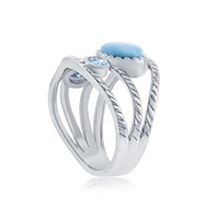 Sterling Silver Larimar & Blue Cz Ring