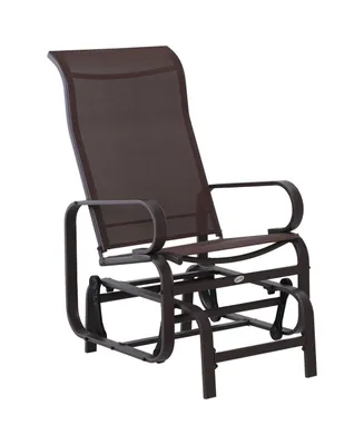 Outsunny Gliding Lounger Chair, Outdoor Swinging Chair with Smooth Rocking Arms and Lightweight Construction for Patio Backyard, Brown