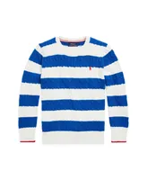 Polo Ralph Lauren Big Boys Striped Cable-Knit Cotton Sweater