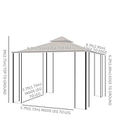 Outsunny 10' x 10' Patio Gazebo, Outdoor Canopy Pavilion with Mesh Netting Sidewalls, 2-Tier Polyester Roof, & Steel Frame, Beige