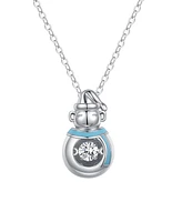 Macy's Cubic Zirconia Enamel Snowman Pendant Necklace