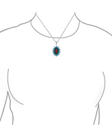 Personalize South Western Navajo Style Orange Red Coral Blue Turquoise Zuni Needlepoint Jewelry Flower Blossom Necklace Pendant For Women .925 Sterlin