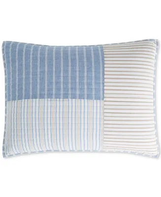 Charter Club Seaside Stripe Patchwork Cotton Sham, Standard, Created for Macy's
