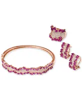 Rosa by Effy Ruby (4-3/8 ct. t.w.) and Diamond (3/4 ct. t.w.) Bangle Bracelet in 14k Rose Gold, Created for Macy's