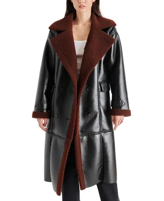Steve Madden Women's Shearling Kinzie Mid-Length Coat