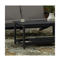 Riviera All-Weather Poly Resin Wood Two Tiered Adirondack Slatted Coffee Conversation Table