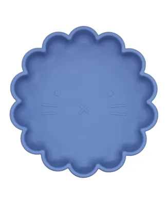 Kushies Toddler Silicone Suction Plate, Unbreakable, Microwave, Oven Safe, Blue Lion