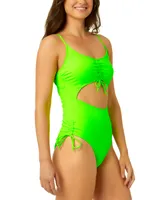 Salt + Cove Juniors' Adjustable-Cinch Ribbed One-Piece Swimsuit, Created for Macy's