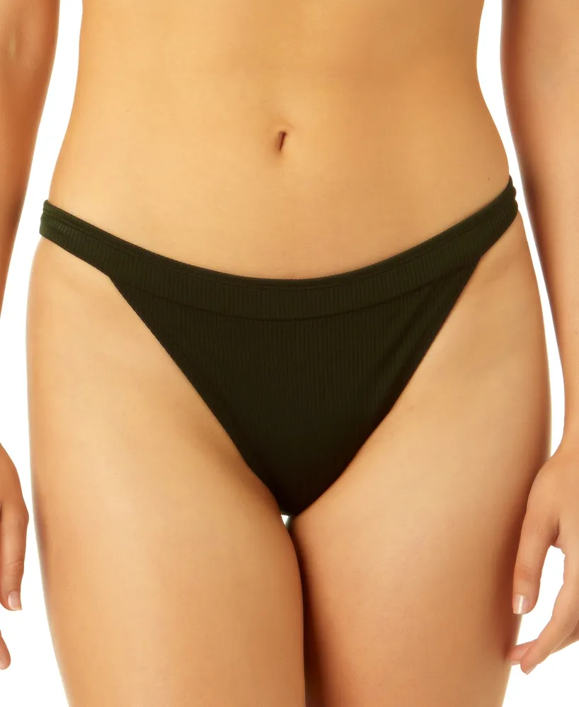 Low-Rise Rib-Knit String Bikini Swim Bottoms for Women