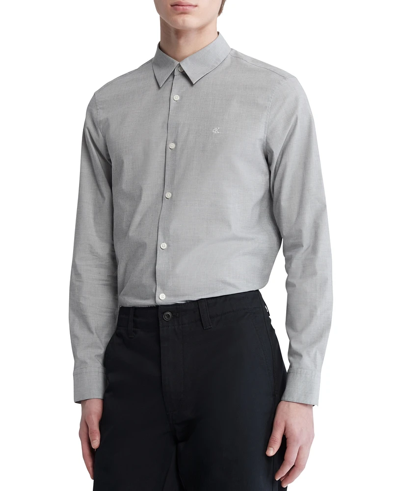 Calvin Klein Men's Slim-Fit Chambray Long-Sleeve Button-Front Shirt