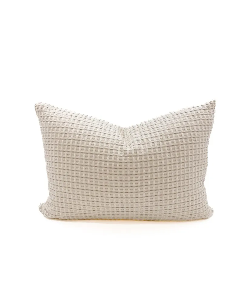 Anaya Home Ivory & Taupe 14x20 Down Cotton Waffle Weave Pillow