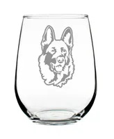 Bevvee German Shepherd Face Dog Gifts Stem Less Wine Glass, 17 oz