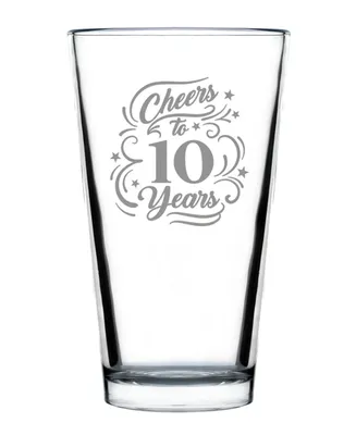 Bevvee Cheers to 10 Years 10th Anniversary Gifts Pint Glass, 16 oz