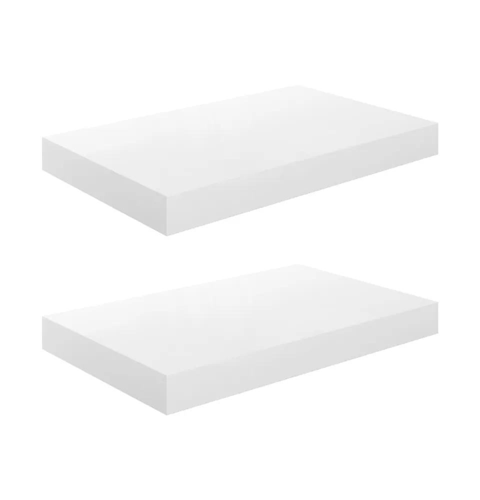 Floating Wall Shelves pcs High Gloss White 15.7"x9.1"x1.5" Mdf