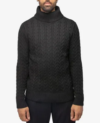 X-Ray Men's Cable Knit Roll Neck Sweater