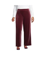 Lands' End Women's Plus Size Starfish Velvet High Rise Wide Leg Pull On Pants