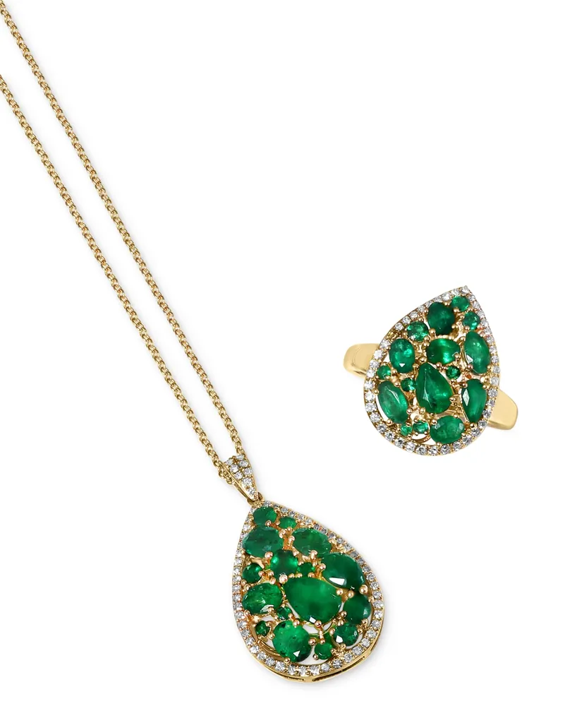 Effy Emerald (3-1/2 ct. t.w.) & Diamond (3/8 ct. t.w.) Drop Earrings in 14k Gold