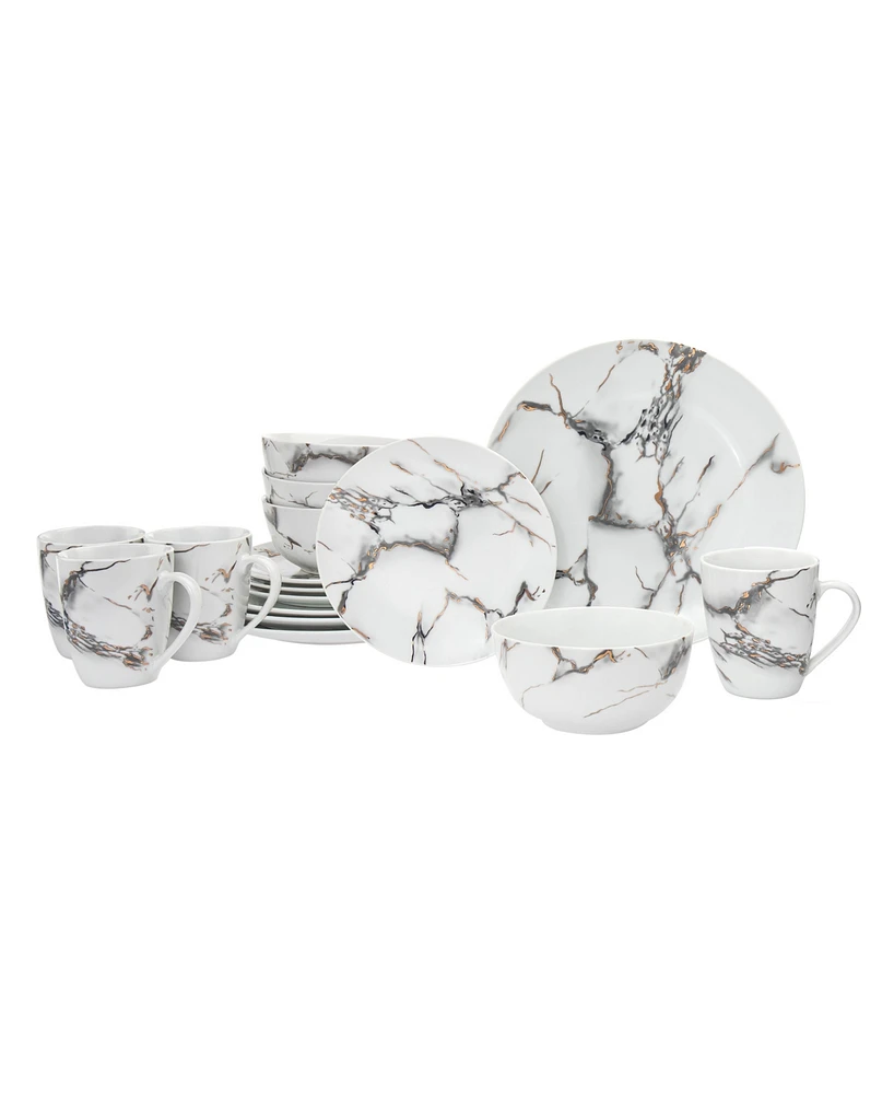 Godinger Rayo Marble 16 Piece Dinnerware Set, Service for 4