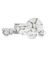 Godinger Rayo Marble 16 Piece Dinnerware Set, Service for 4